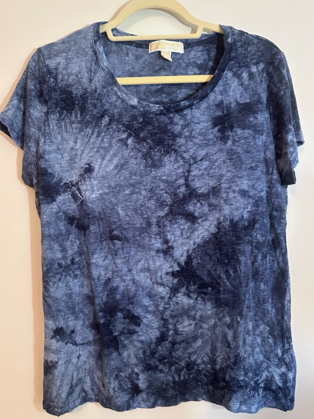 Michael Kors Women's Blue Tie-Dye Linen Tee Size XL Casual Summer Beach Hippie